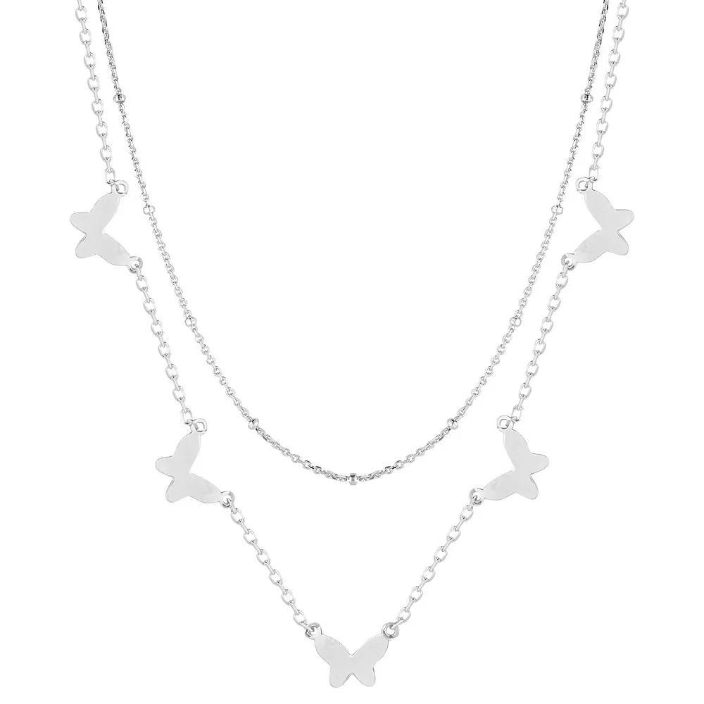 Sunkissed Sterling Cubic Zirconia Double Layered Butterfly Necklace, Women's, Size: 17", Gold Tone Product Image