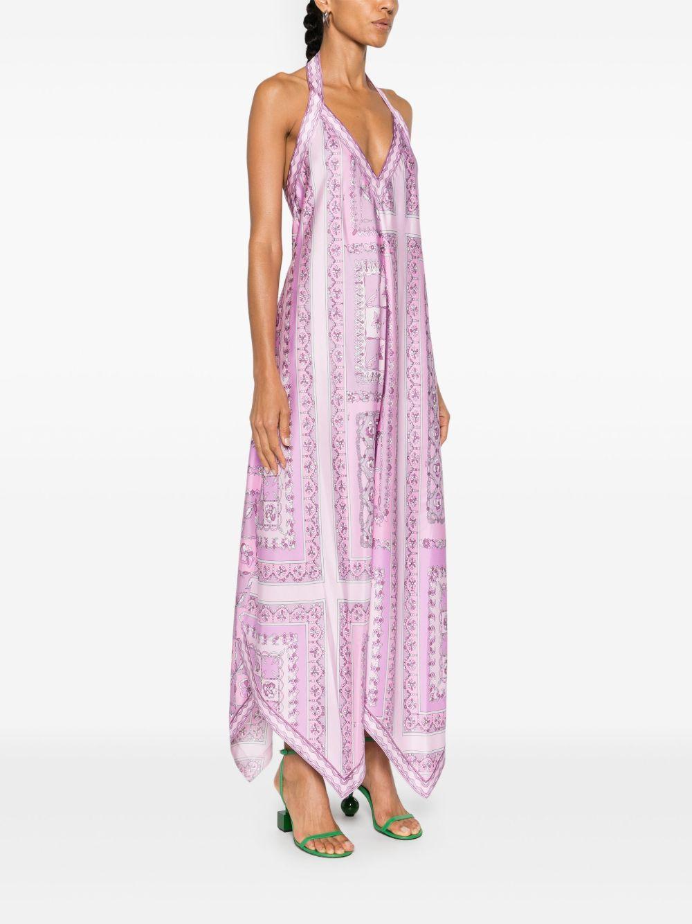 Festa-print silk midi dress Product Image