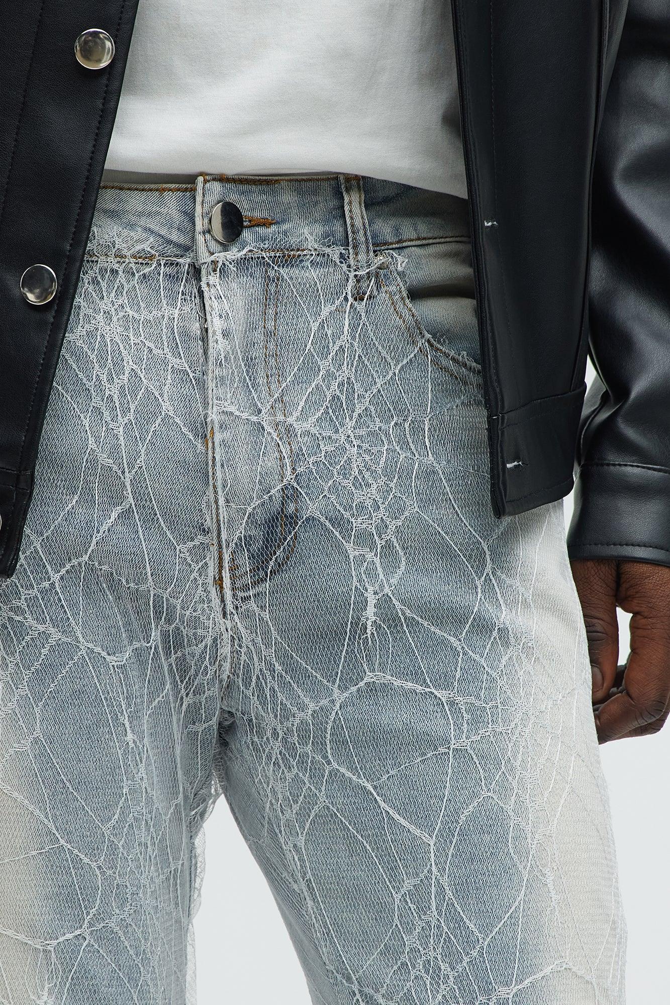 Stacked Skinny Flare Laced Jeans - Light Wash Product Image