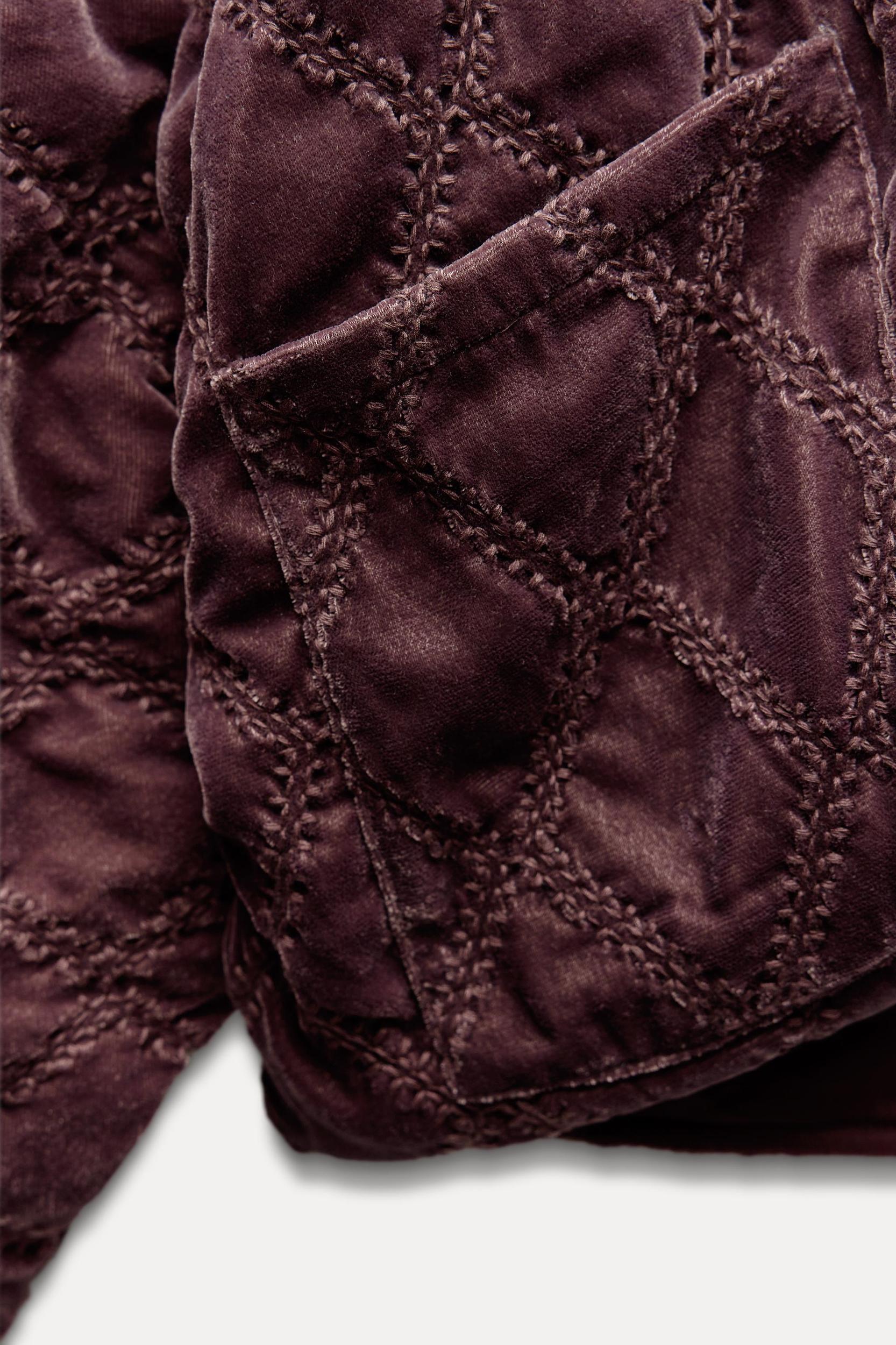 TOPSTITCHED QUILTED VELVET KIMONO Product Image