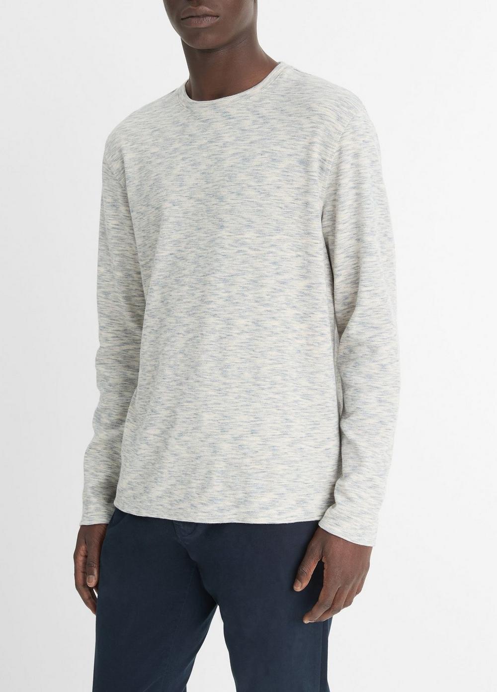 Mens Space-Dye Cotton-Blend Long-Sleeve T-Shirt, Black/off White, Size XL Vince Product Image