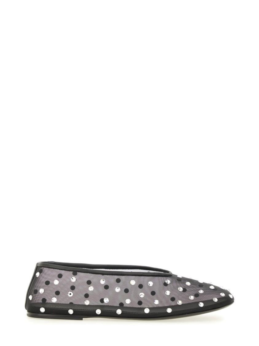 KHAITE Marcy Crystal-embellished Mesh Flats In Black Product Image