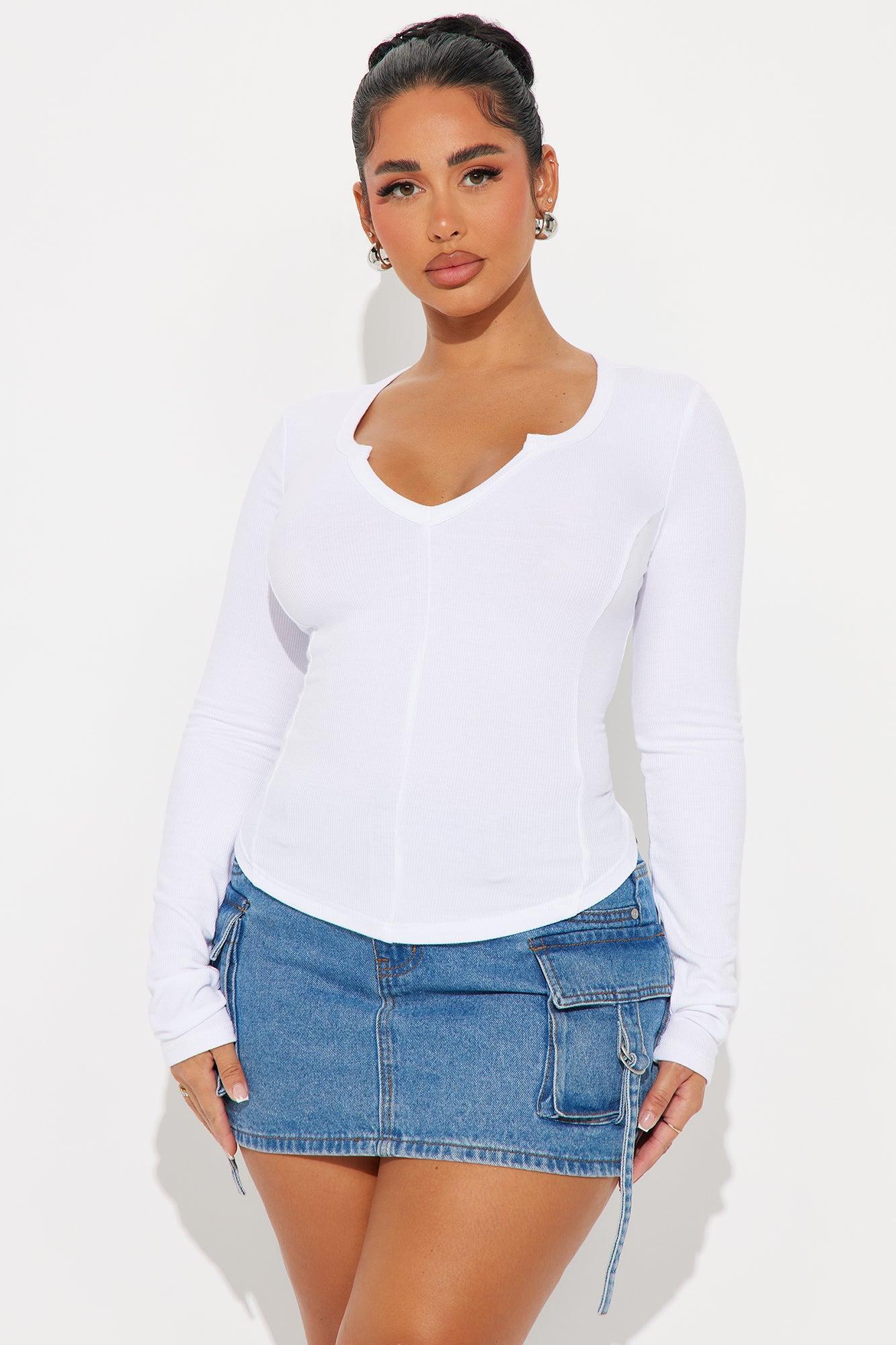 Here To Stay Ribbed Top - White Product Image