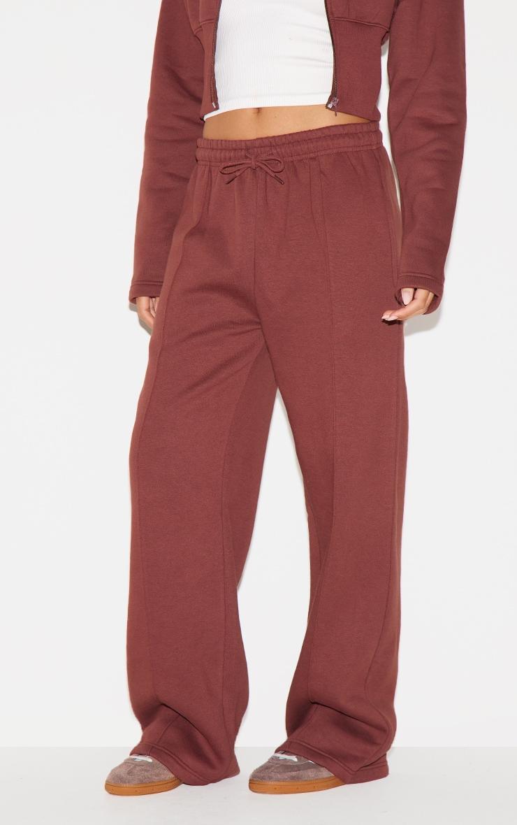 Chocolate Seam Detail Wide Leg Sweatpants Product Image