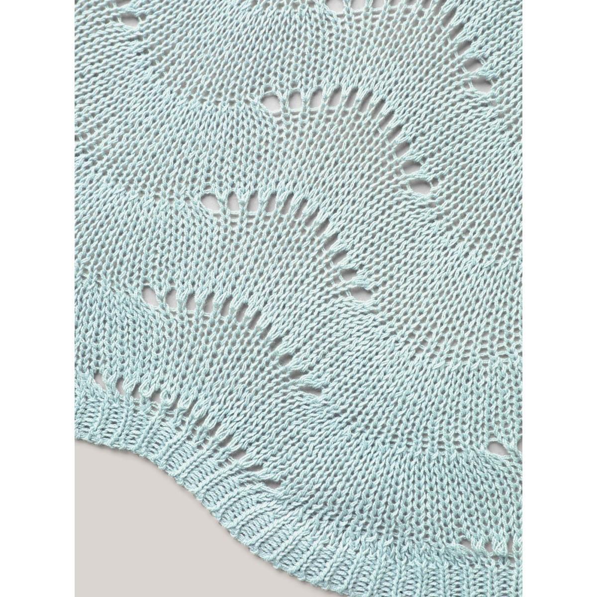 Plus Size Eyelet Trim V-Neck Swim Cover-Up Women's Swimwear Azure Beach Loose Texture Curve Swim Cover Ups BloomChic 18-20/2X Product Image