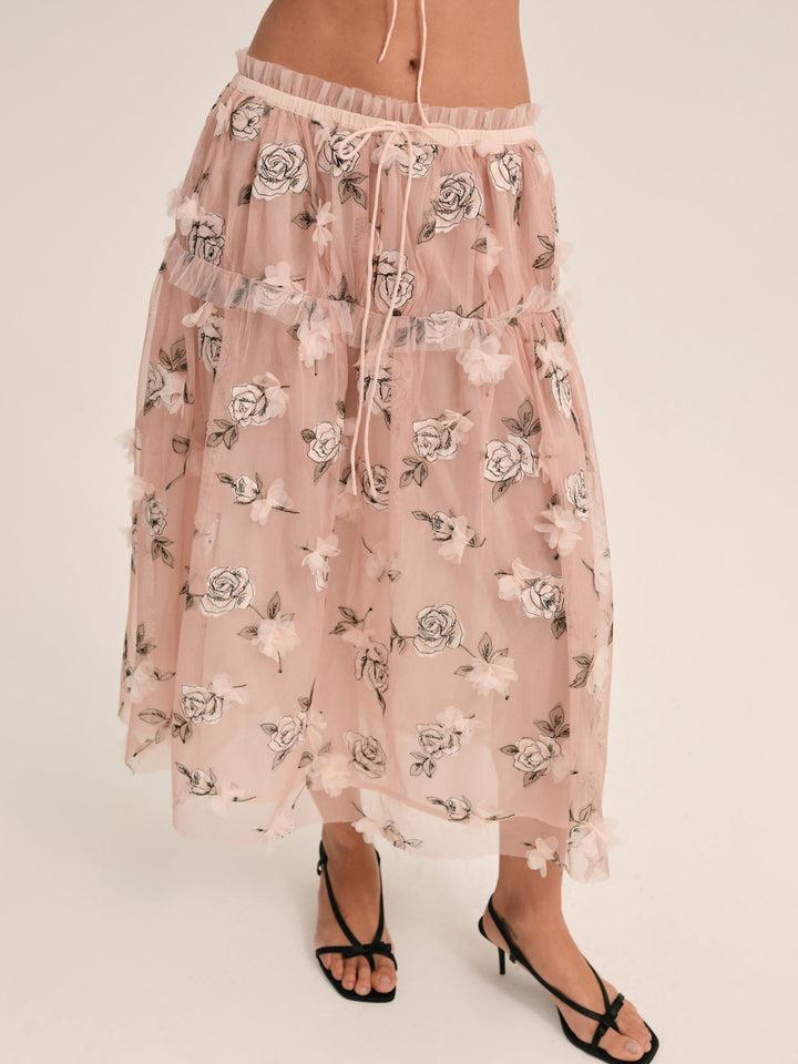 Blushing Rose Midi Skirt — Pink Product Image