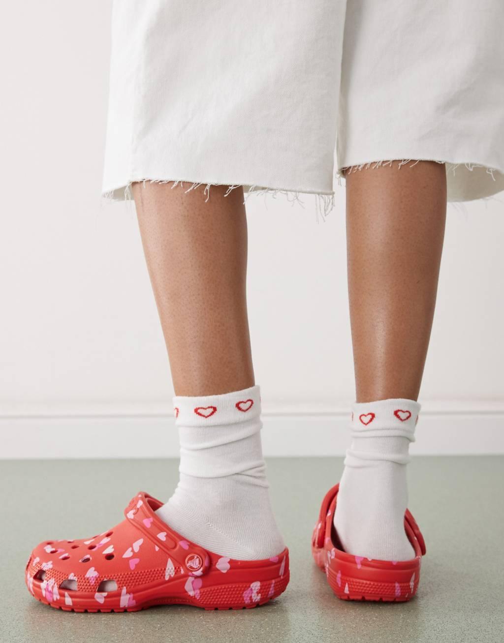 Crocs Classic heart clogs in cherry red Product Image