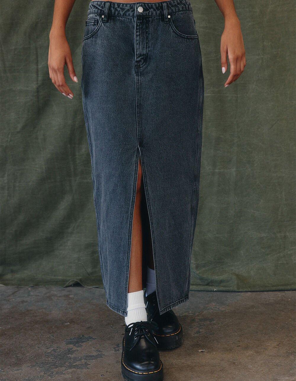 WEST OF MELROSE Denim Womens Maxi Skirt - GRAY Product Image