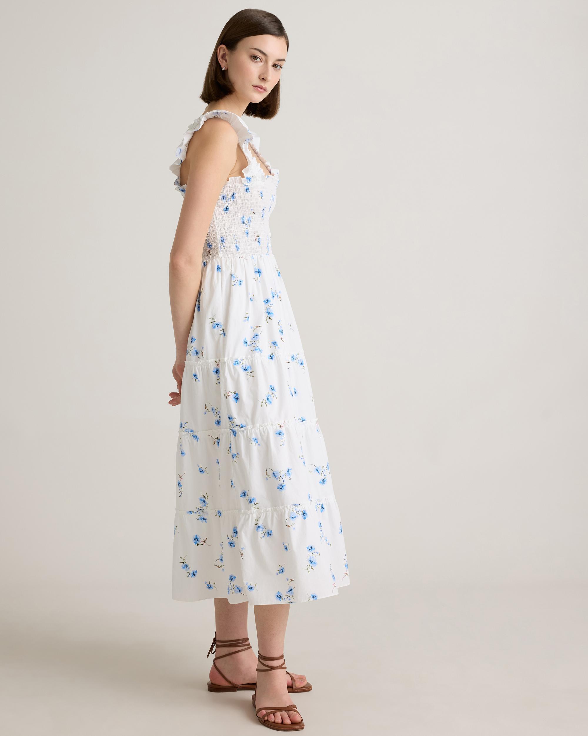 100% Organic Cotton Smocked Midi Dress Product Image
