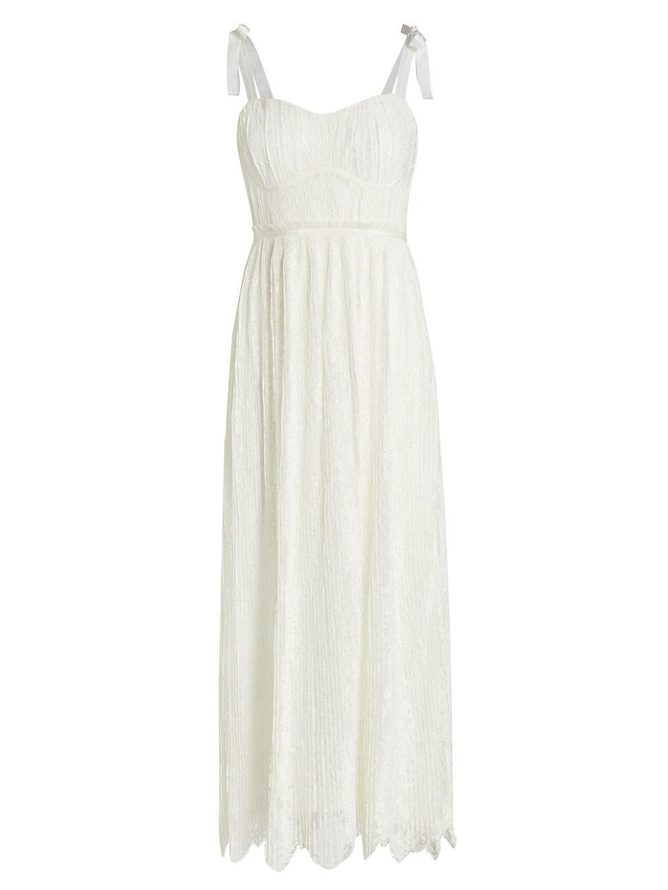 Bonnie Silk Lace Plisse Strapless Bustier Midi Dress Product Image