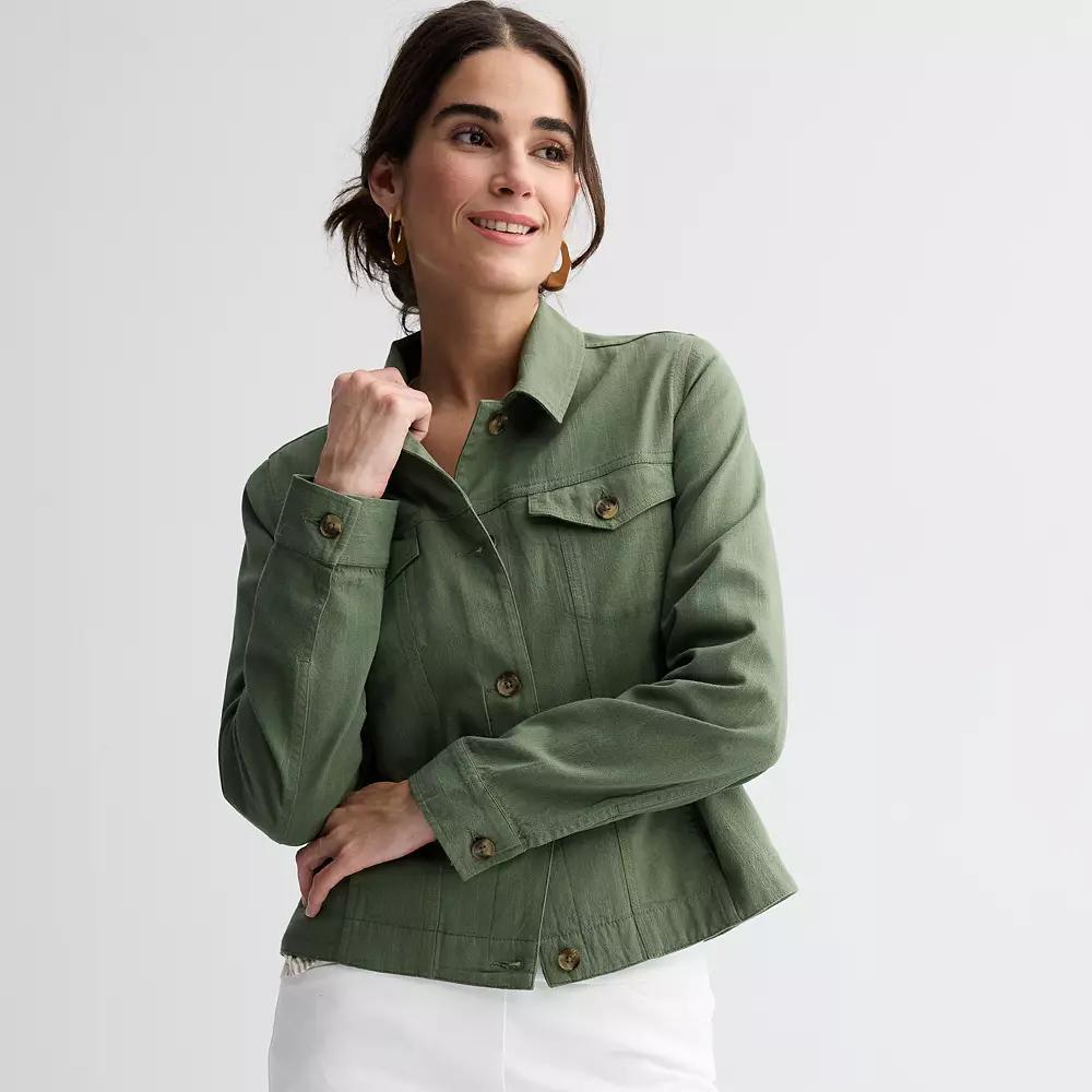 Women's Croft & Barrow® Linen-Like Jacket, Size: Small, Manolo Green Product Image