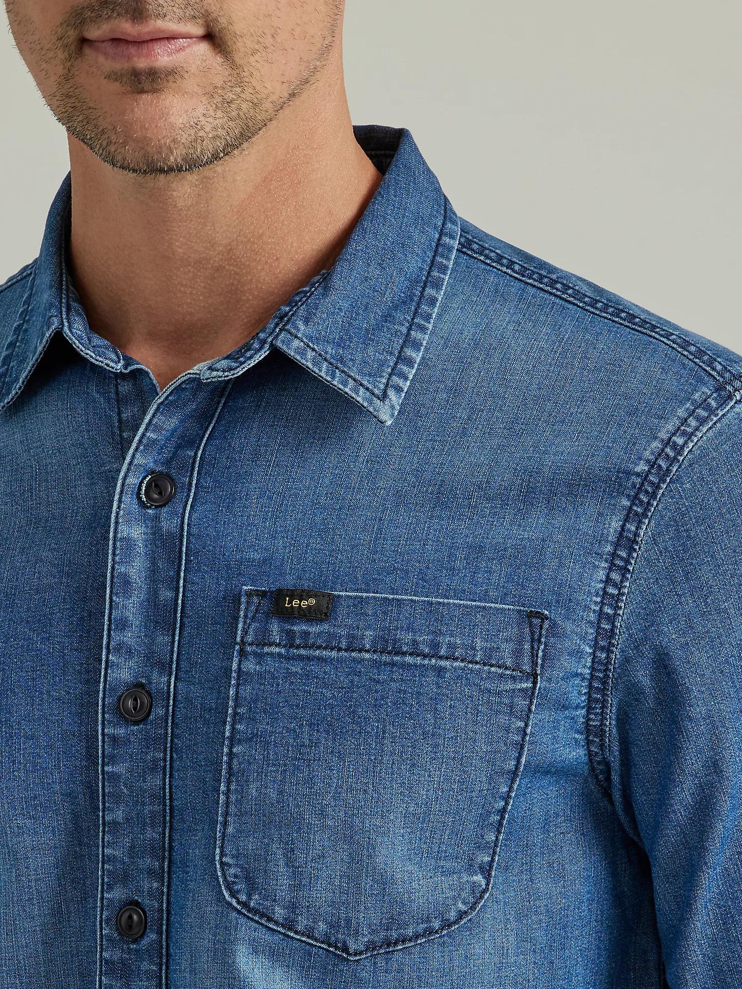 Men's Extreme Motion All Purpose Denim Button Down Shirt | Men's Tops & Tees | Lee® Product Image