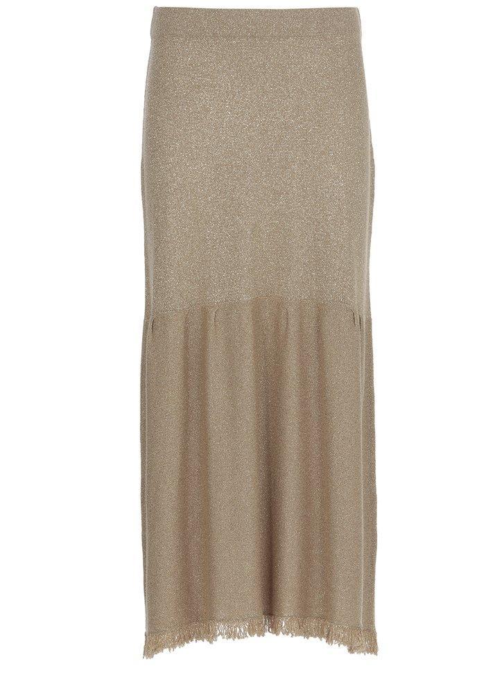 FABIANA FILIPPI Fringed Hem Panelled Skirt In Gold Product Image