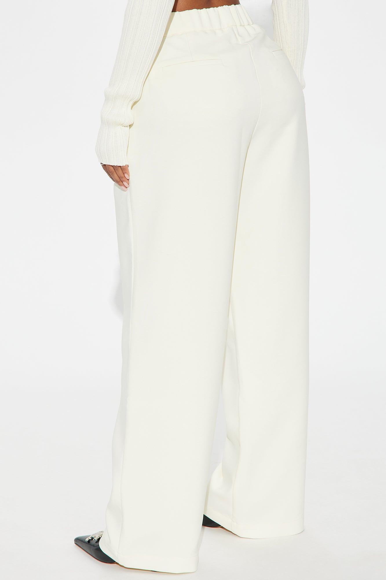 Harper Wide Leg Trouser - Cream Product Image