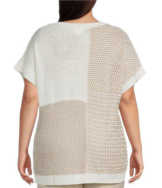 Perch By Blu Pepper Plus Color Block Short Sleeve Sweater Product Image