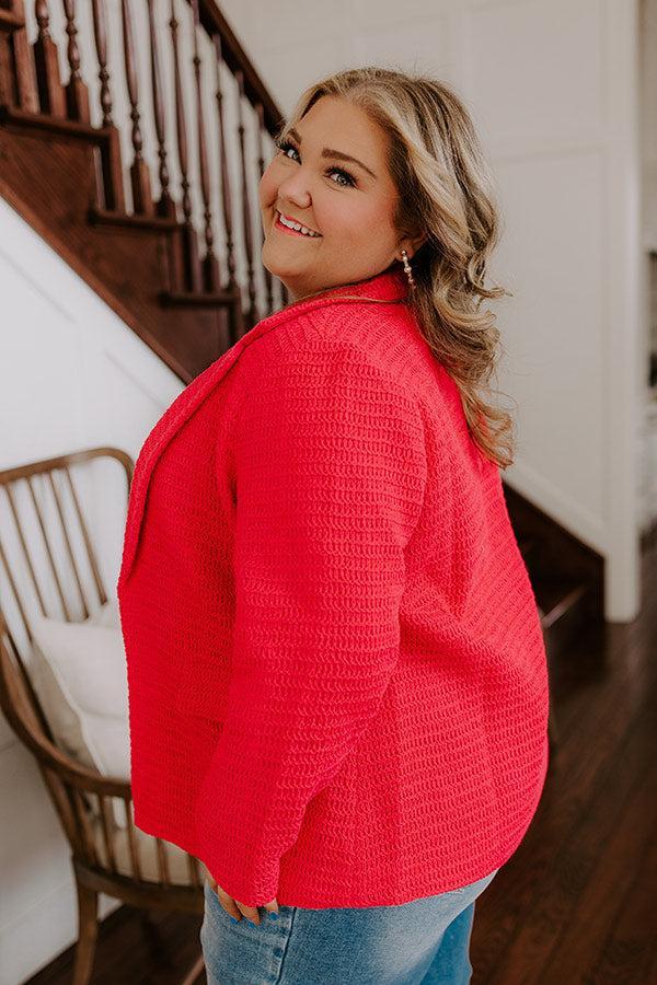Boho Chic Crochet Blazer in Raspberry Curves Product Image