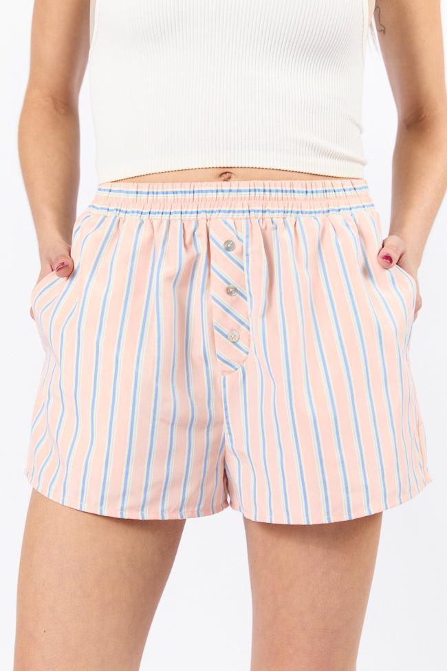 Sunday Morning Coral Multi Striped Boxer Shorts SALE Product Image