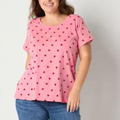 St. John's Bay Plus Womens Crew Neck Short Sleeve Graphic T-Shirt Product Image