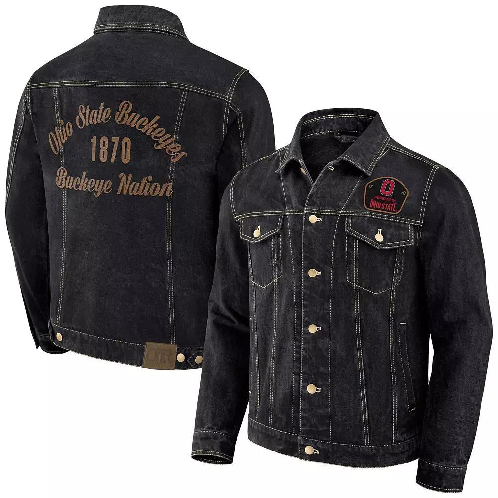 Men's Darius Rucker Collection by Fanatics Black Ohio State Buckeyes Button-Up Denim Jacket, Size: Medium Product Image