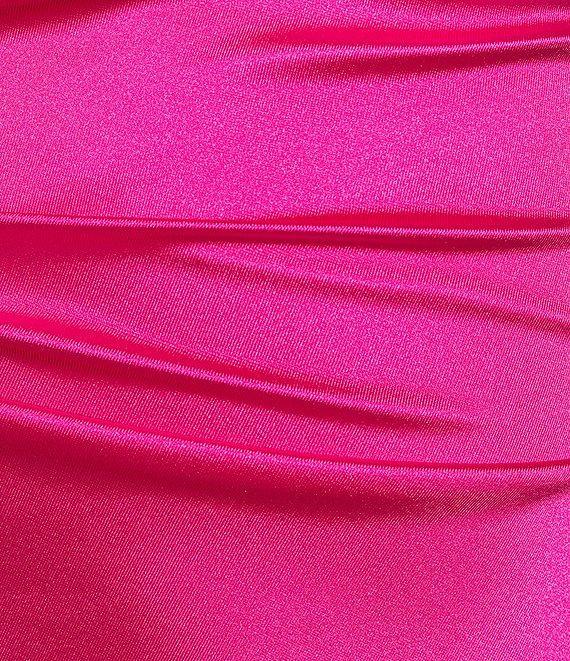 B. Darlin Satin Cowl Neck Drawstring Side Slit Midi Dress Product Image