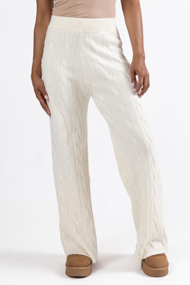 Forever Winter Ivory Cable Knit Sweater Lounge Pants Macy Blackwell X Pink Lily FINAL SALE Product Image
