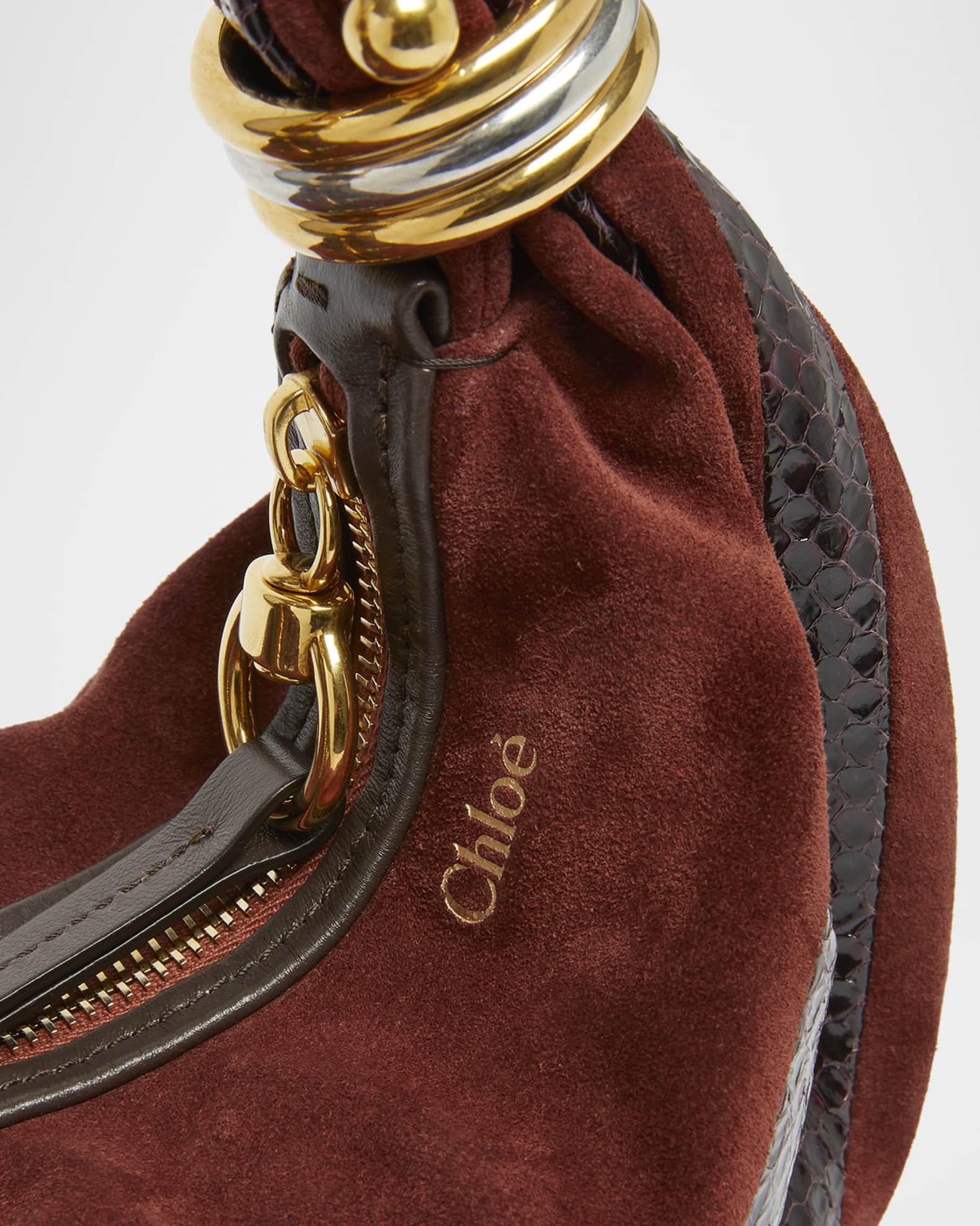 Bracelet Shoulder Bag in Calfskin Suede and Snakeskin Product Image