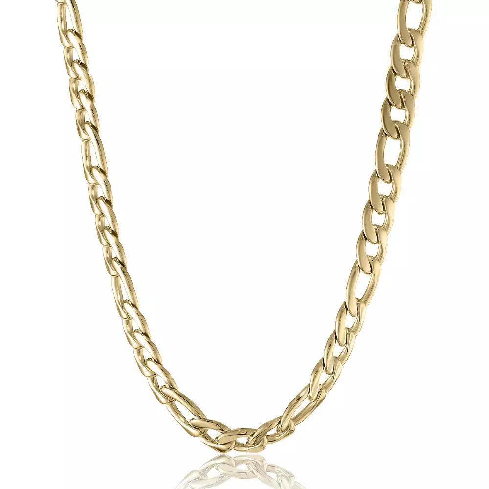 Men's LYNX Stainless Steel Figaro Chain Necklace, Size: 30", Gold Tone Product Image