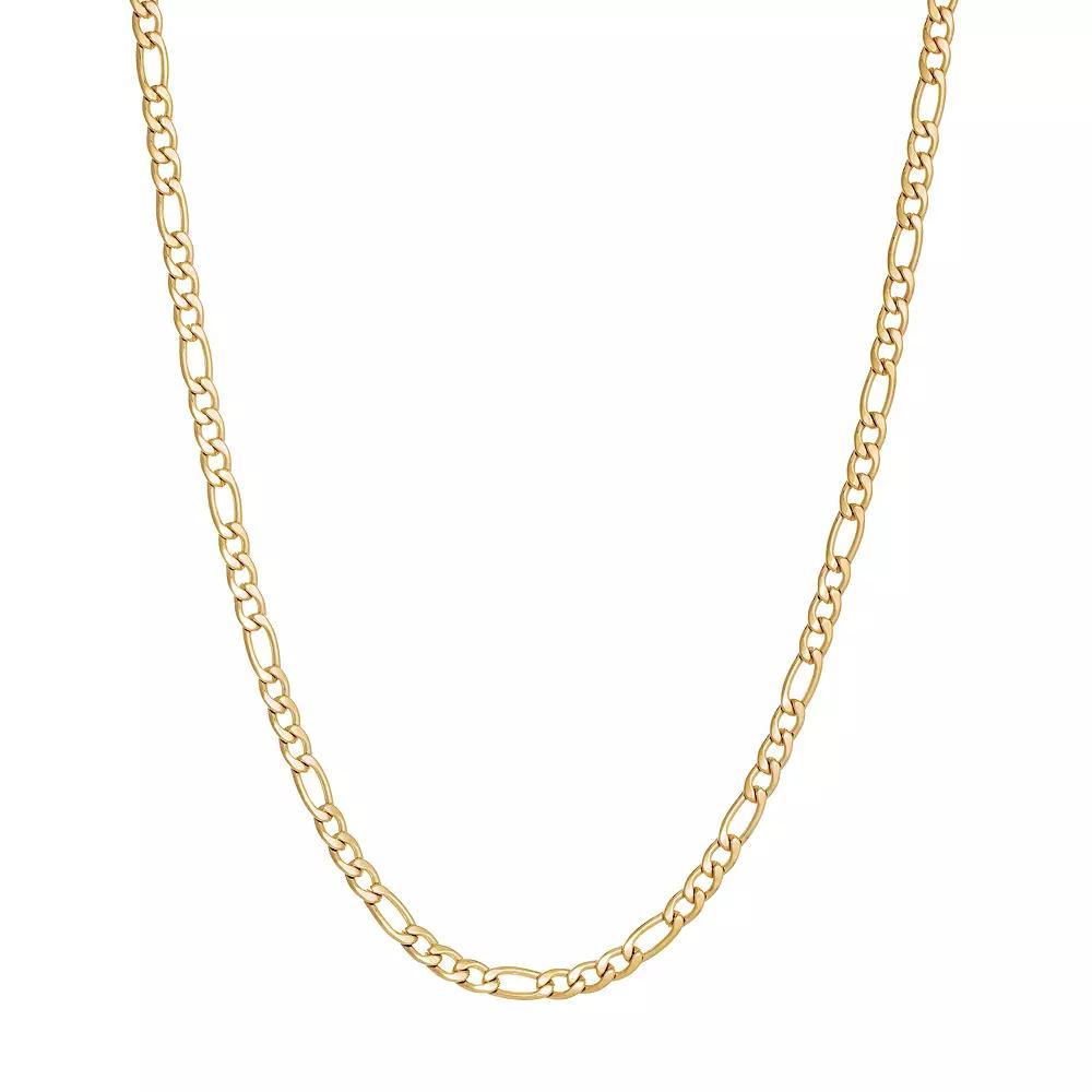 Mens LYNX Stainless Steel 3 mm Figaro Chain Necklace Gold Tone Product Image