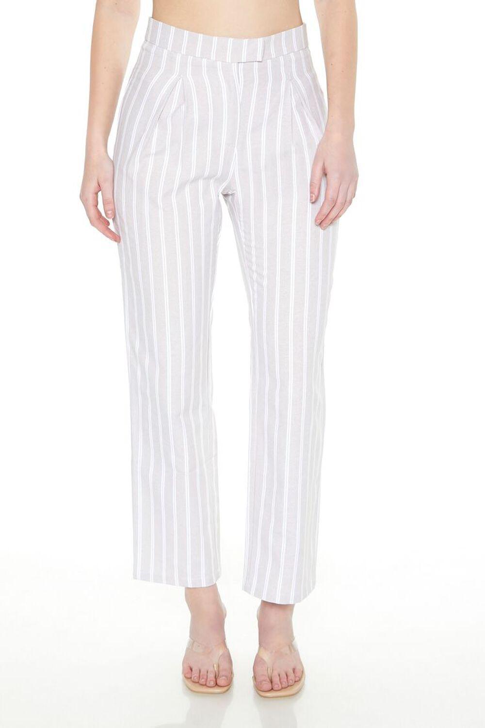 Striped High-Rise Trouser Pants | Forever 21 Product Image