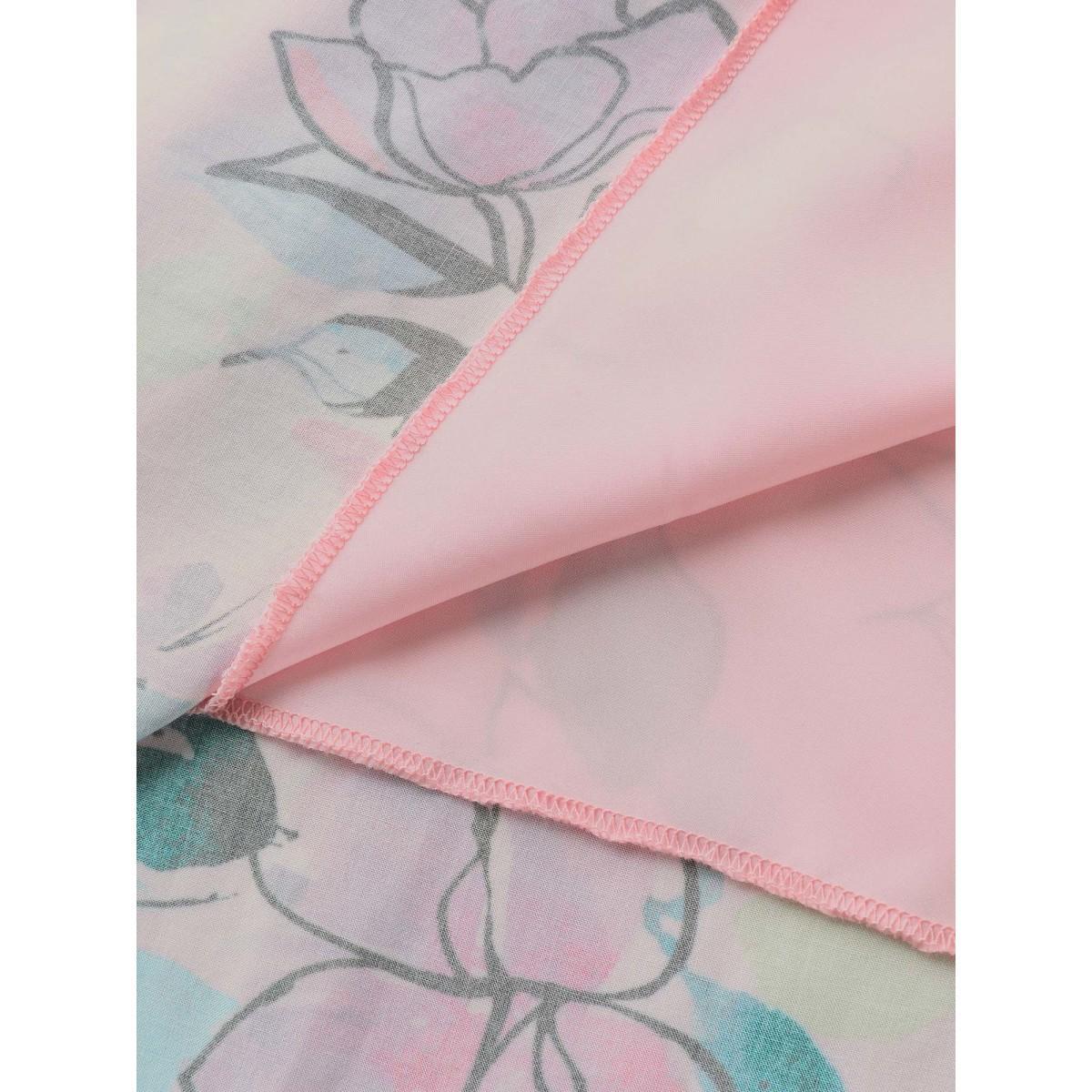 Plus Size Blushing Petals Pockets Cinched-Waist Midi Dress Lightpink Women V-neck Half Sleeve Curvy BloomChic 10/M Product Image