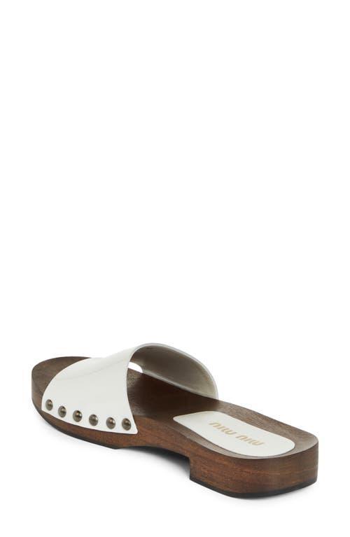 MIU MIU Wood Sole Flat Sandals With Studded Side In White Product Image