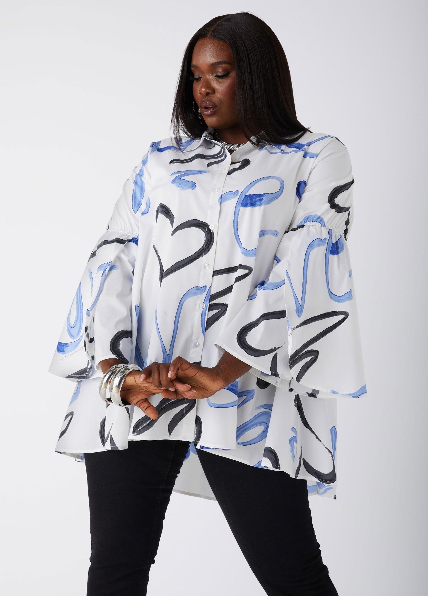 Love Print Hi Low Shirt Product Image