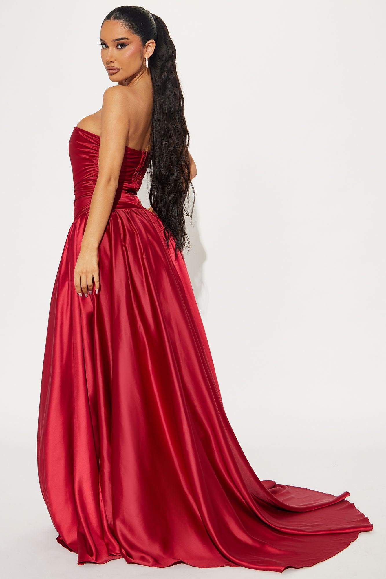 Sweet Serenity Satin Gown - Wine Product Image