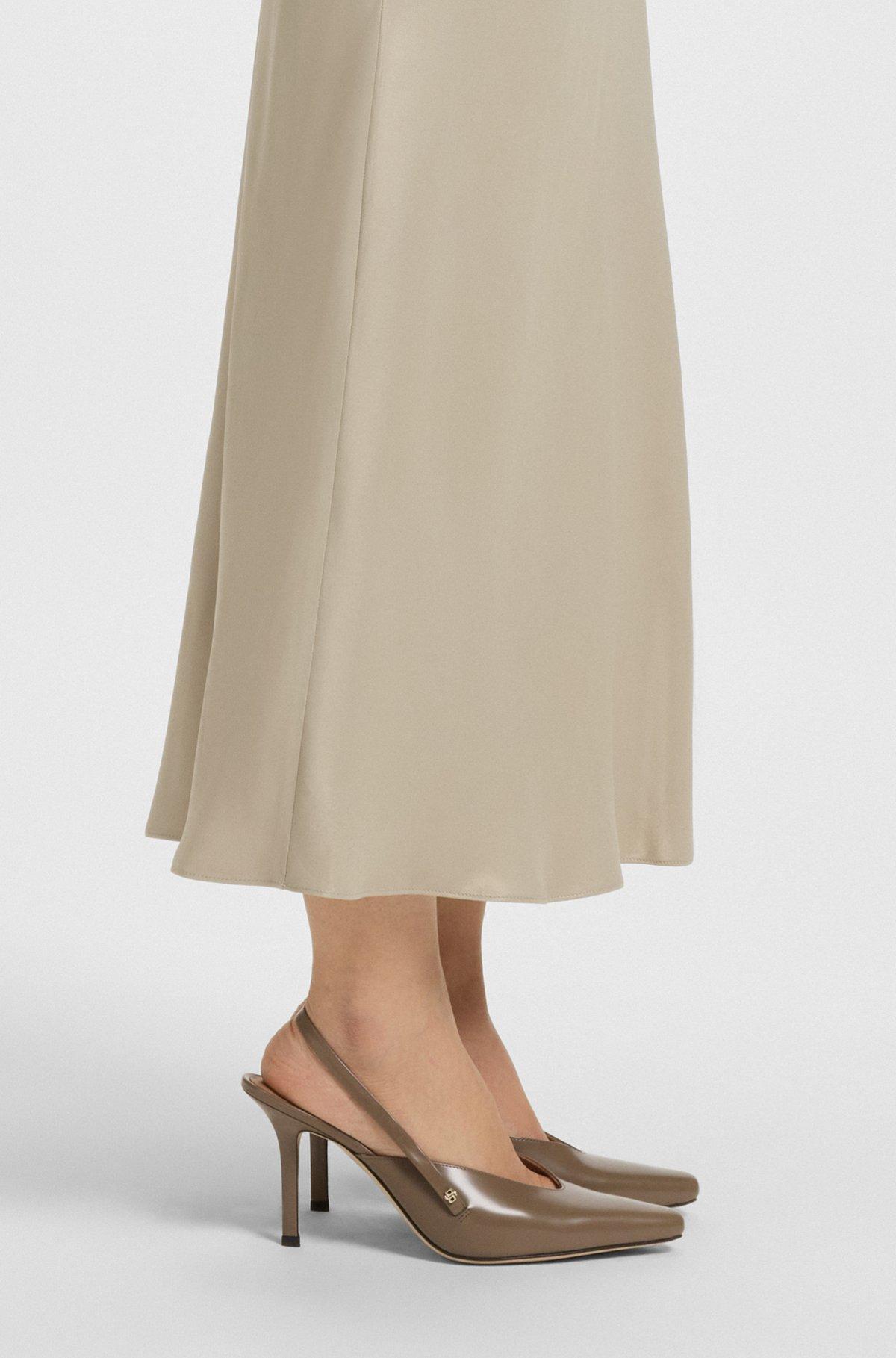 BOSS - Regular-fit maxi skirt in satin - Light Beige Product Image