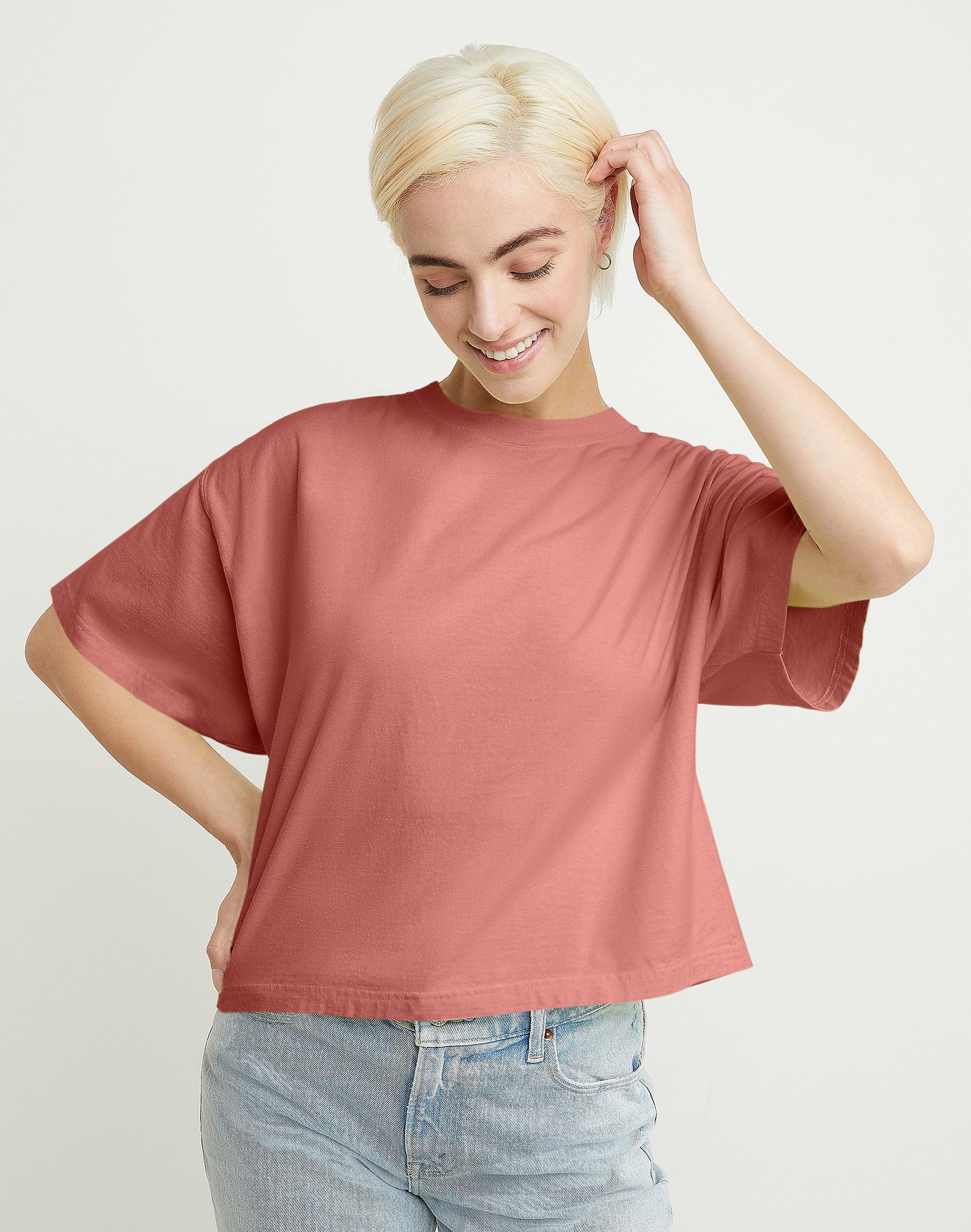 Hanes Womens Garment Dyed Cropped Cotton T-Shirt Anchor Slate 2XL Product Image