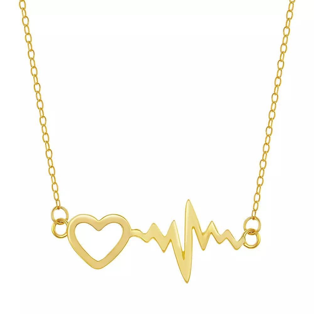 Sterling Silver Heartbeat Necklace, Women's, Size: 16-18" ADJ, Gold Tone Product Image