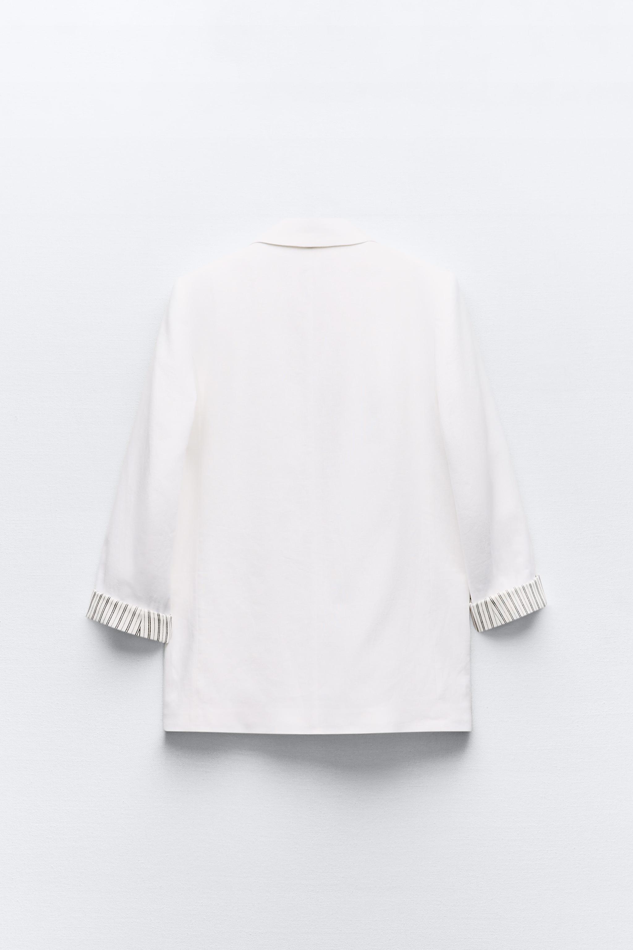 LINEN BLEND OPEN FRONT BLAZER Product Image