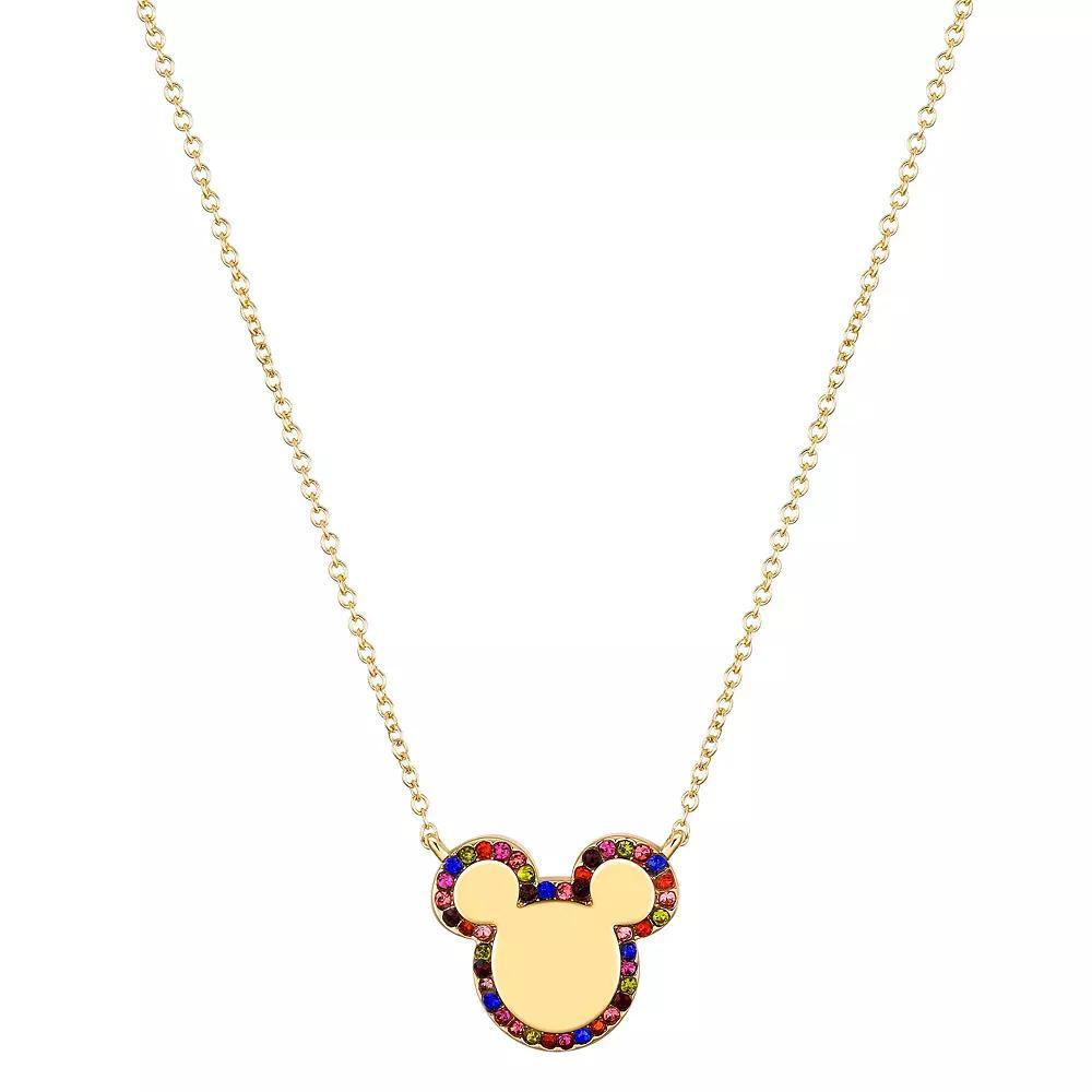 Disney's Mickey Mouse 14k Gold Flash Plated Multicolored Crystal Necklace, Women's, Size: 18", Gold Tone Product Image