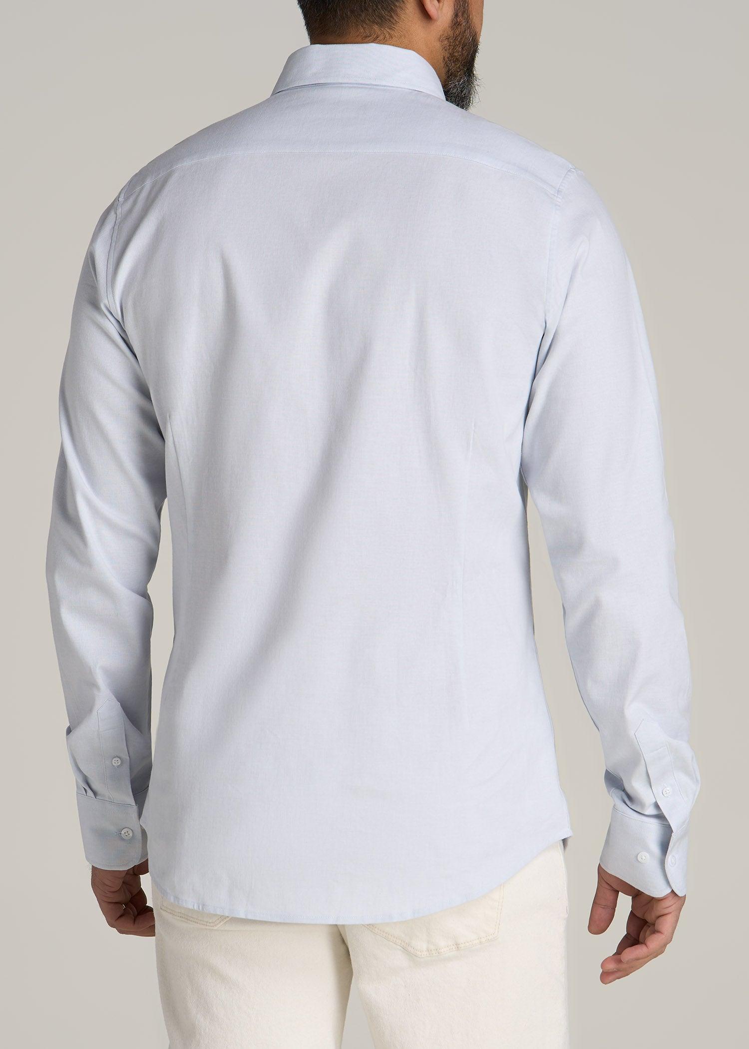 Stretch Linen Dress Shirt for Tall Men in Light Blue Product Image