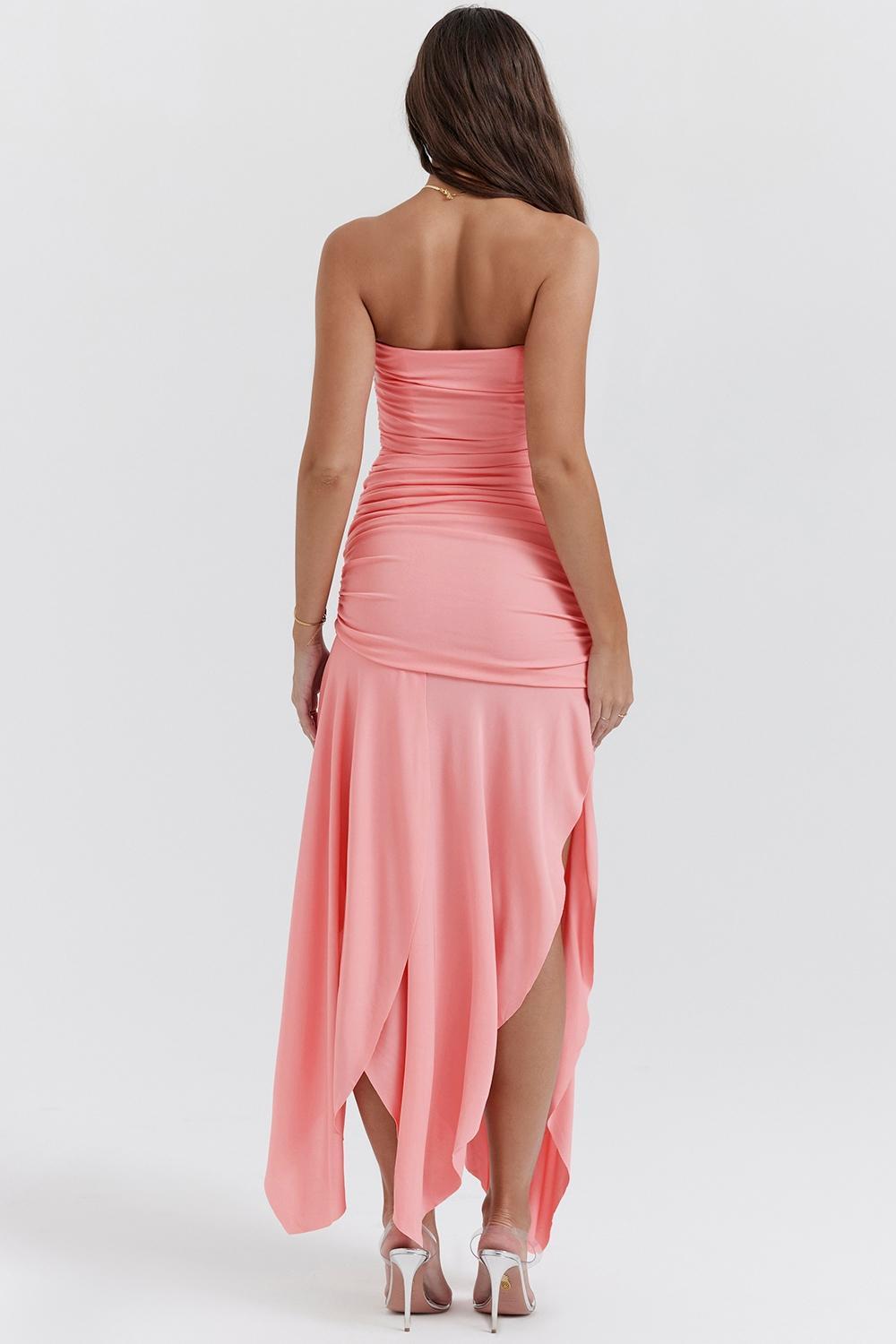 Ivana  apricot gathered asymmetric dress Product Image