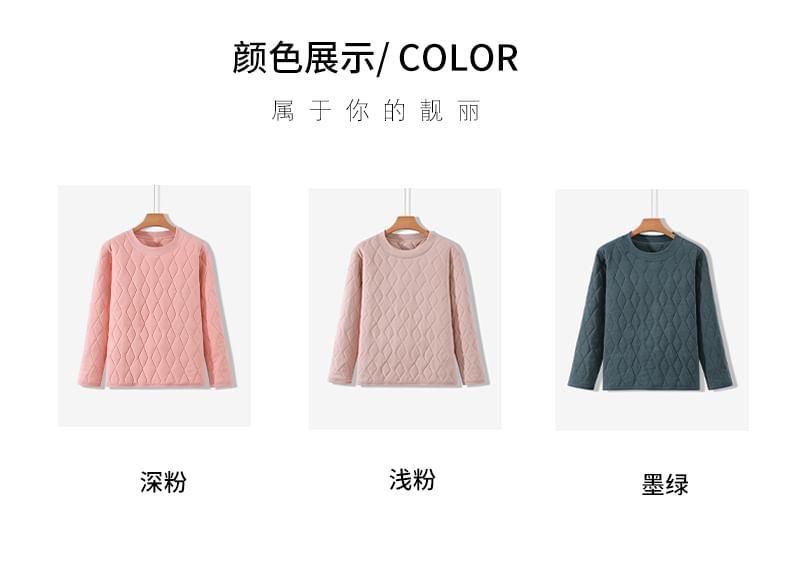 Crew Neck Plain Quilted Sweatshirt Product Image