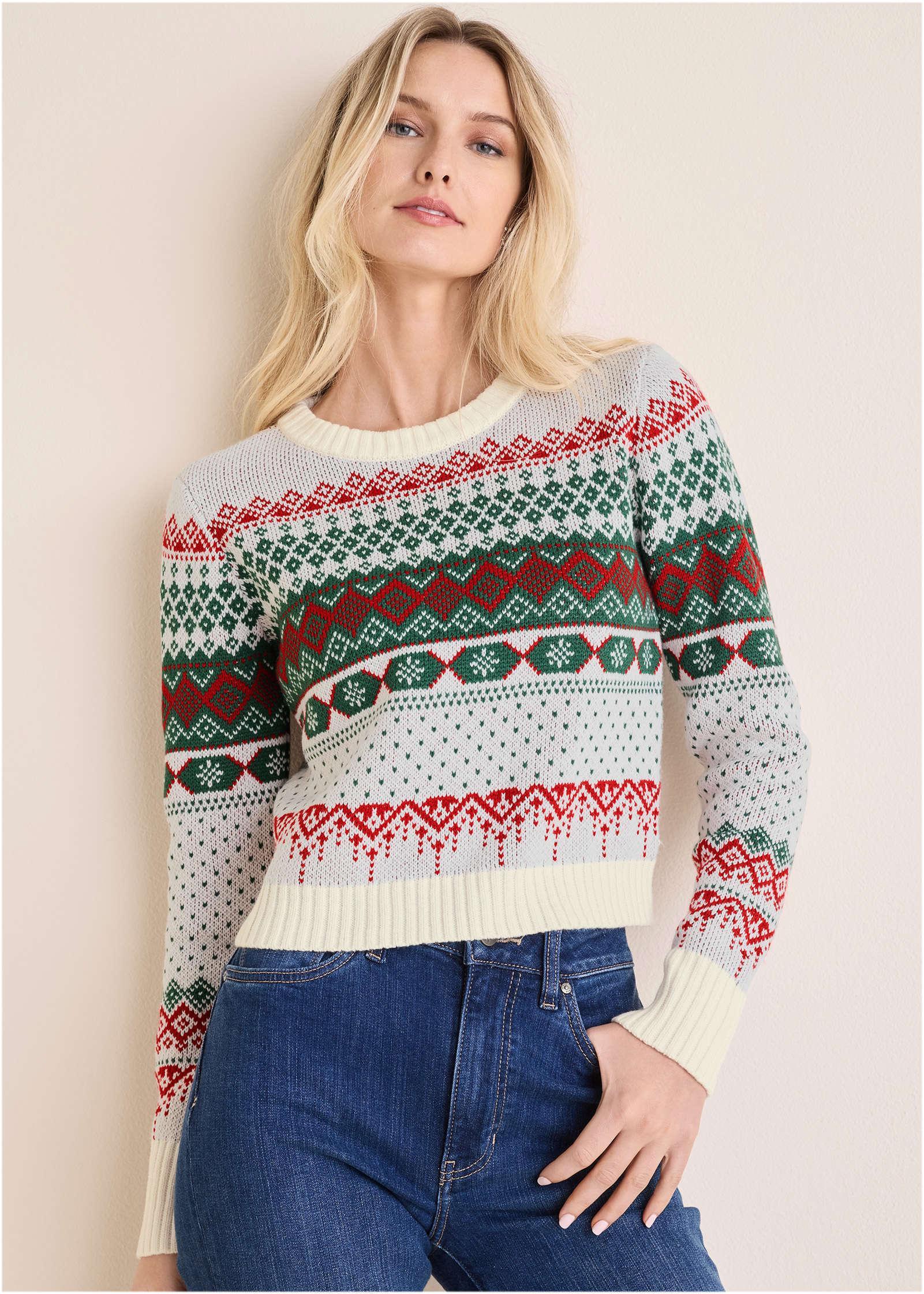 Fair Isle Sweater - Red & Green Multi Product Image