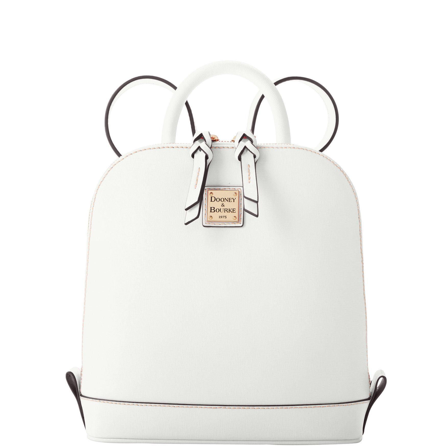 Dooney & Bourke Womens Saffiano Small Zip Pod Leather Backpack in Smoke Grey Product Image