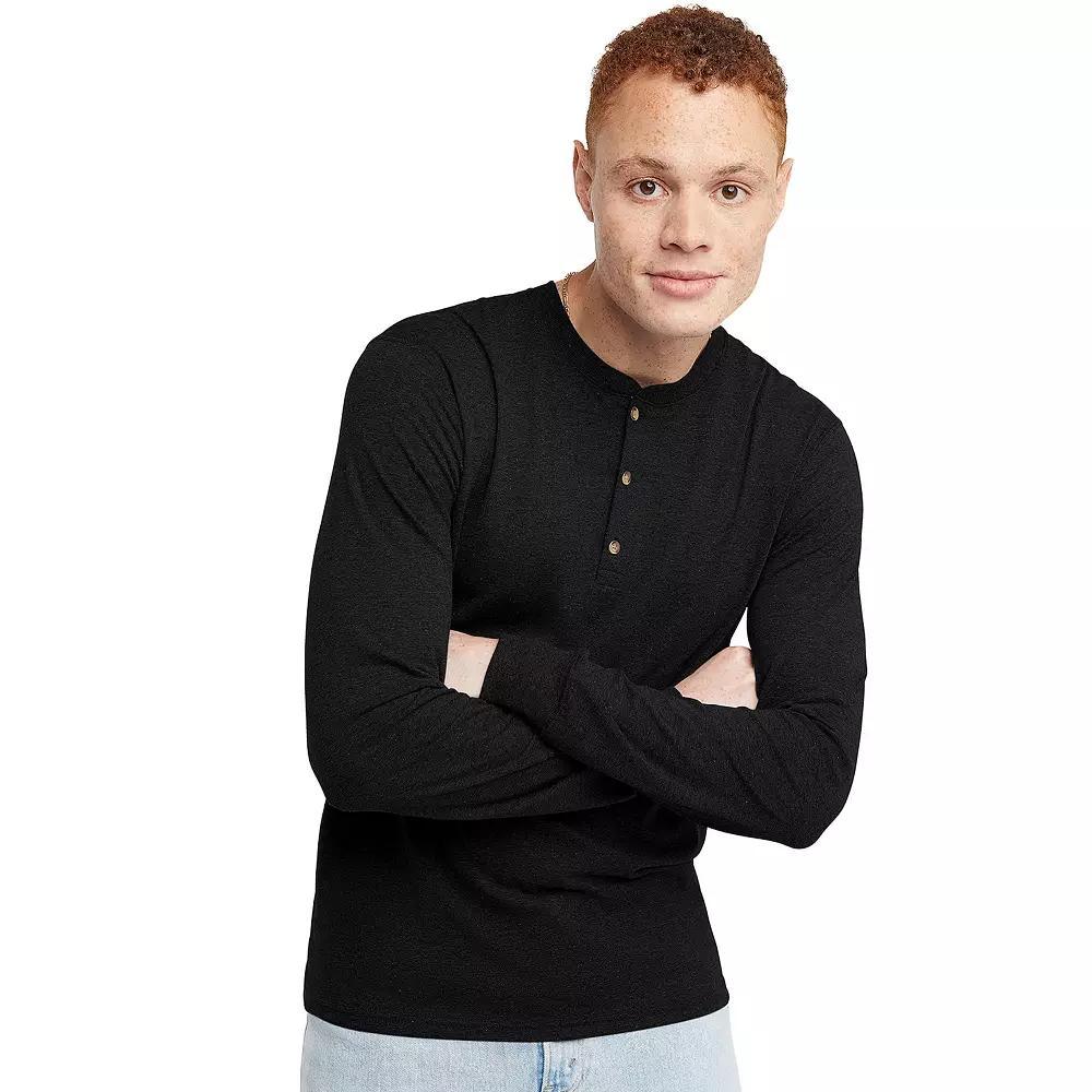 Men's Hanes Originals Tri-Blend Henley, Size: Medium, Eco White Product Image