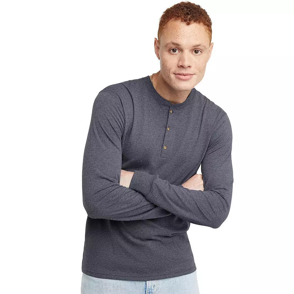 Men's Hanes Originals Tri-Blend Henley, Size: Medium, Eco White Product Image