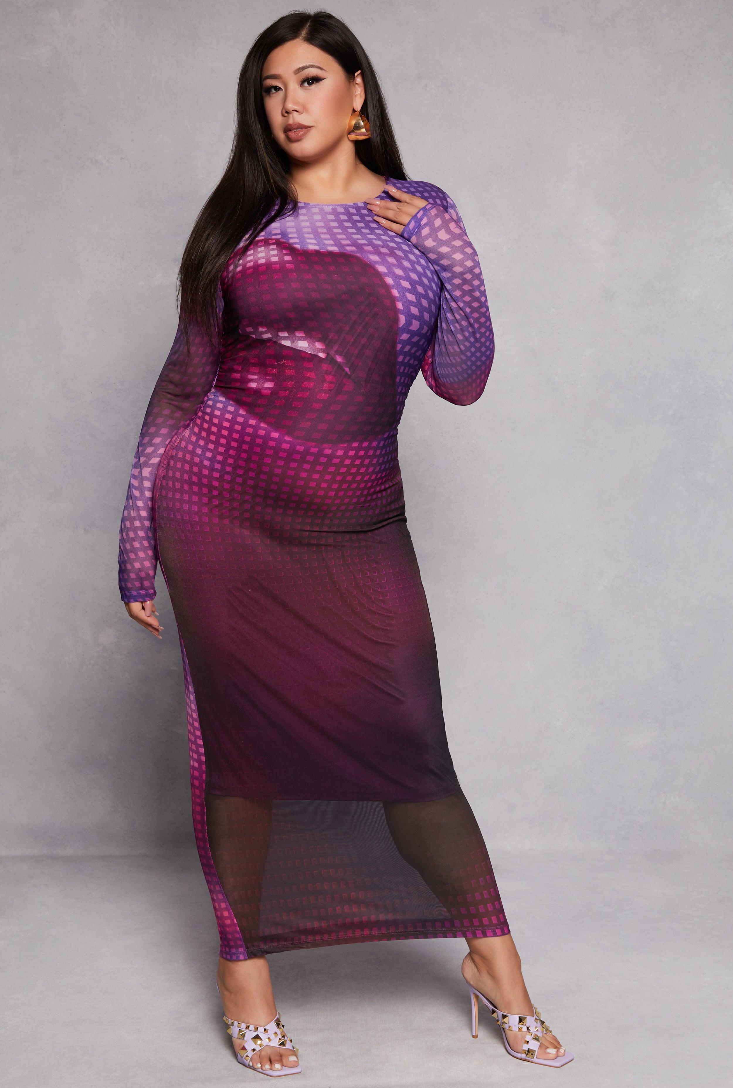 Womens Plus Size Almost Famous Mesh Lip Graphic Dress Product Image