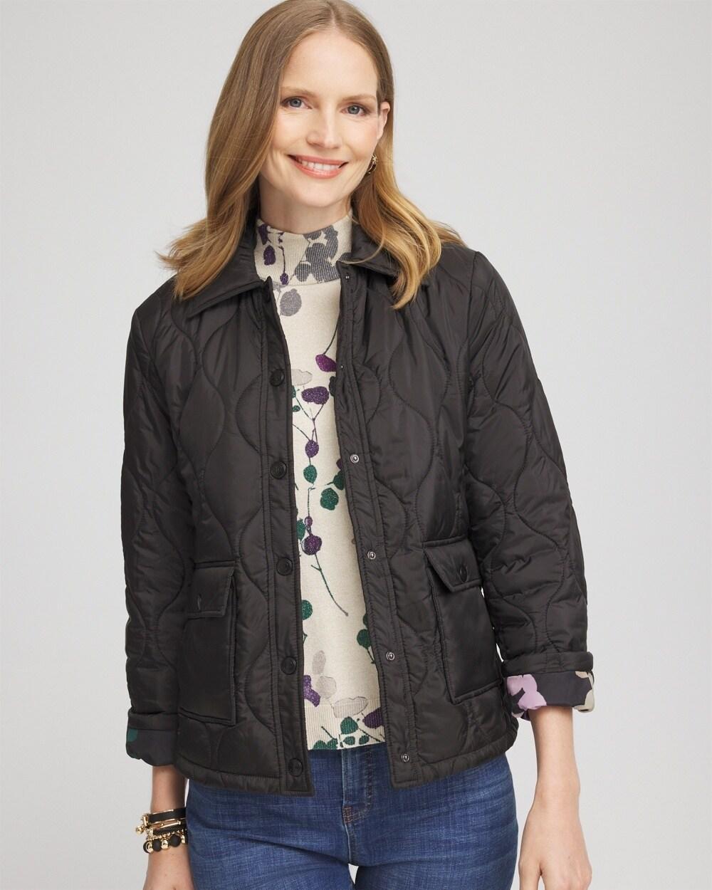 Faux Nylon Quilted Jacket Product Image