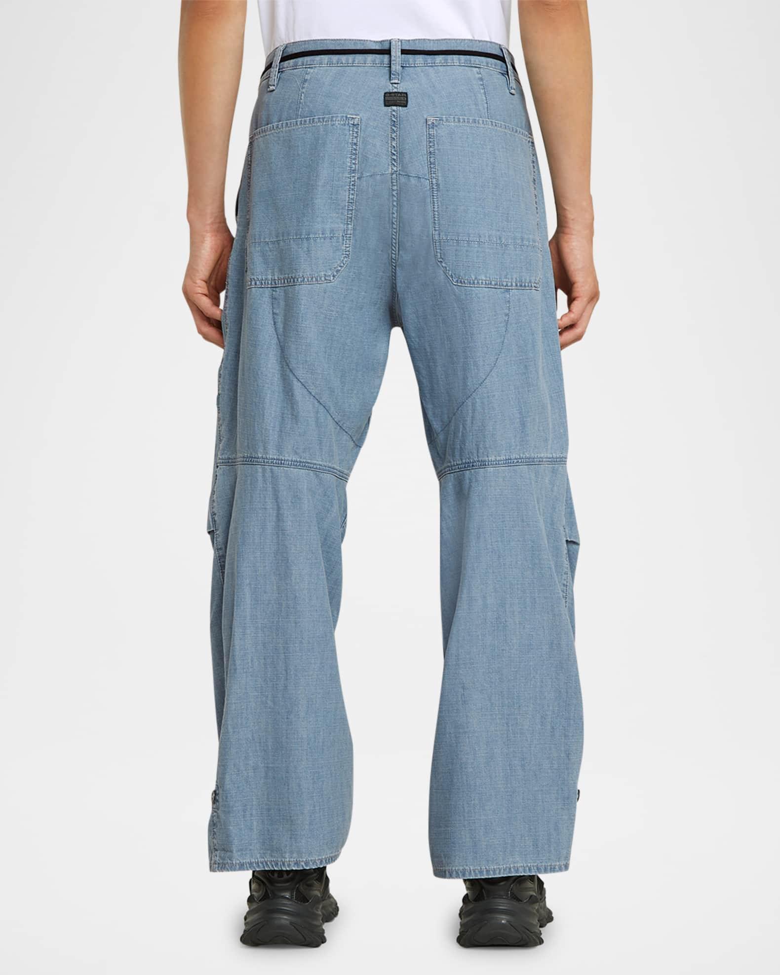 Mens Pleated 3D Denim Pants Product Image