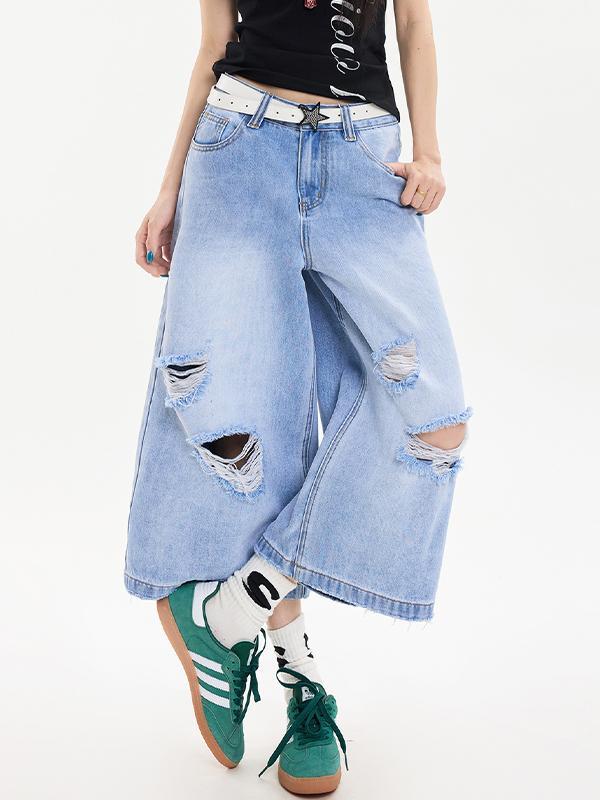 Vintage Hipster Ripped Denim Shorts Product Image
