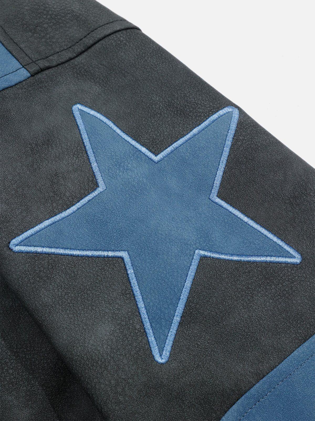 Aelfric Eden Embroidery Star Cropped Racing Jacket Product Image